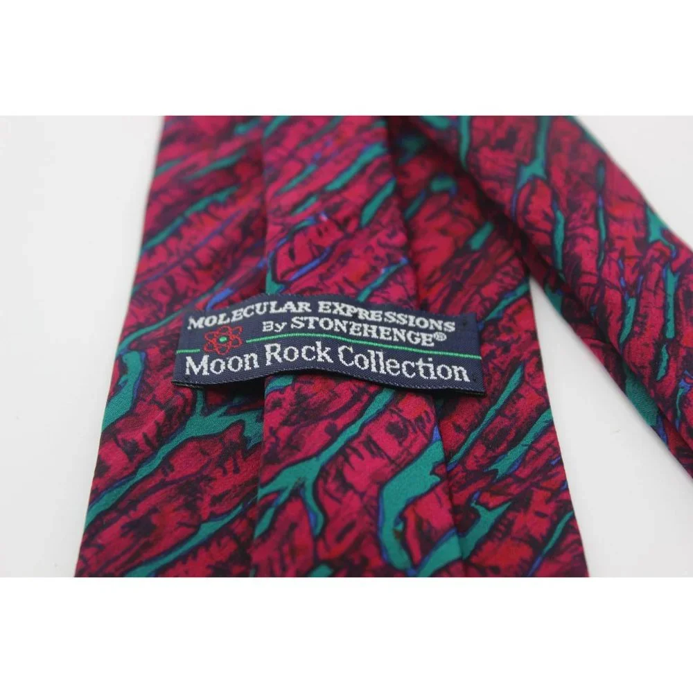 Vintage Stonehenge Molecular Expressions‎ scientific meteorite print silk tie